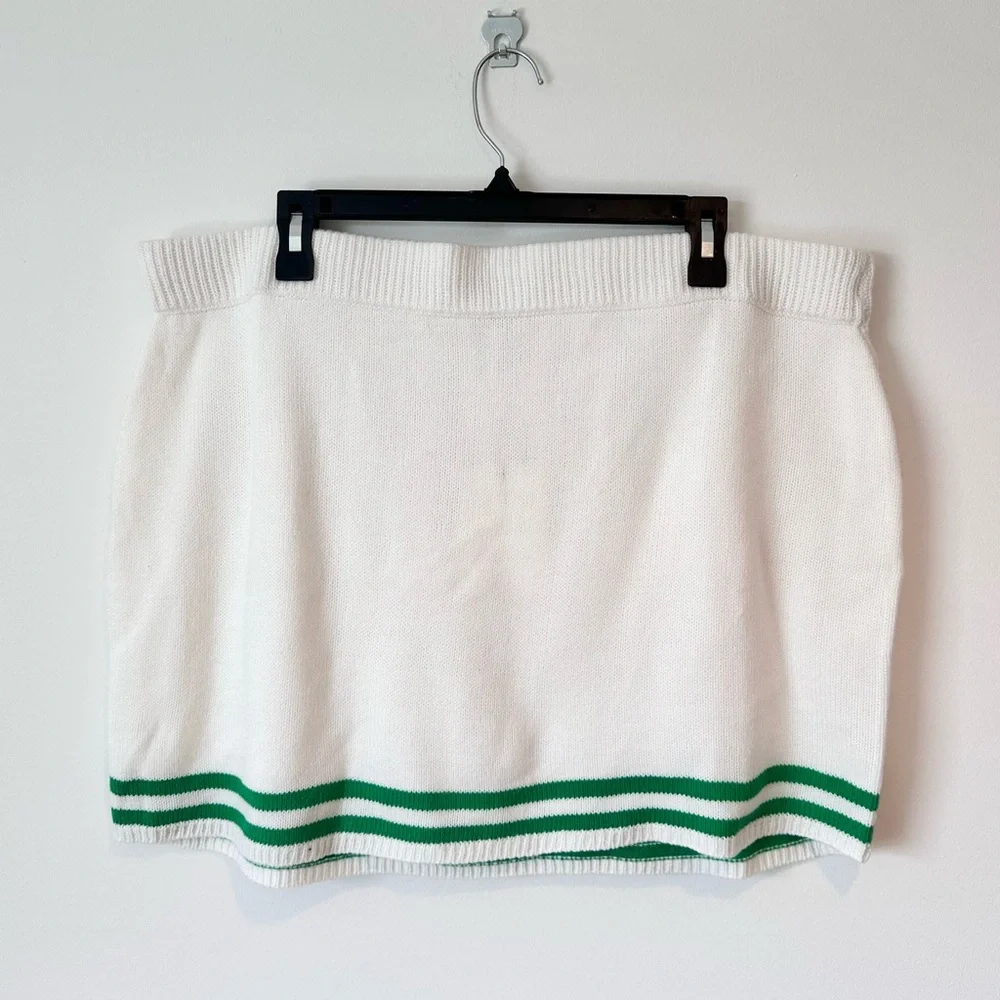 NWT Show Me Your MuMu Serve Skirt in Green Stripe Knit - Picture 7 of 11